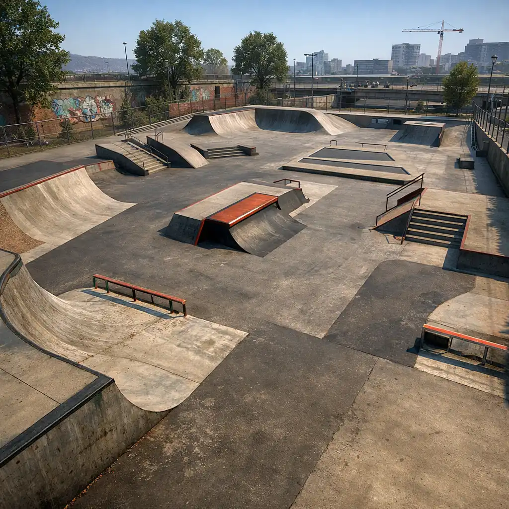 Áttekinthető játékbeli pályarészlet BMX-es környezettel